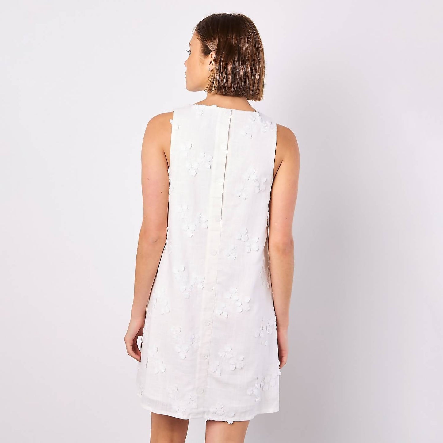 Apricot - 3-d Floral Embroidered Shift Dress