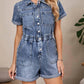 Aapparella - Short Sleeve Denim Button Front Romper