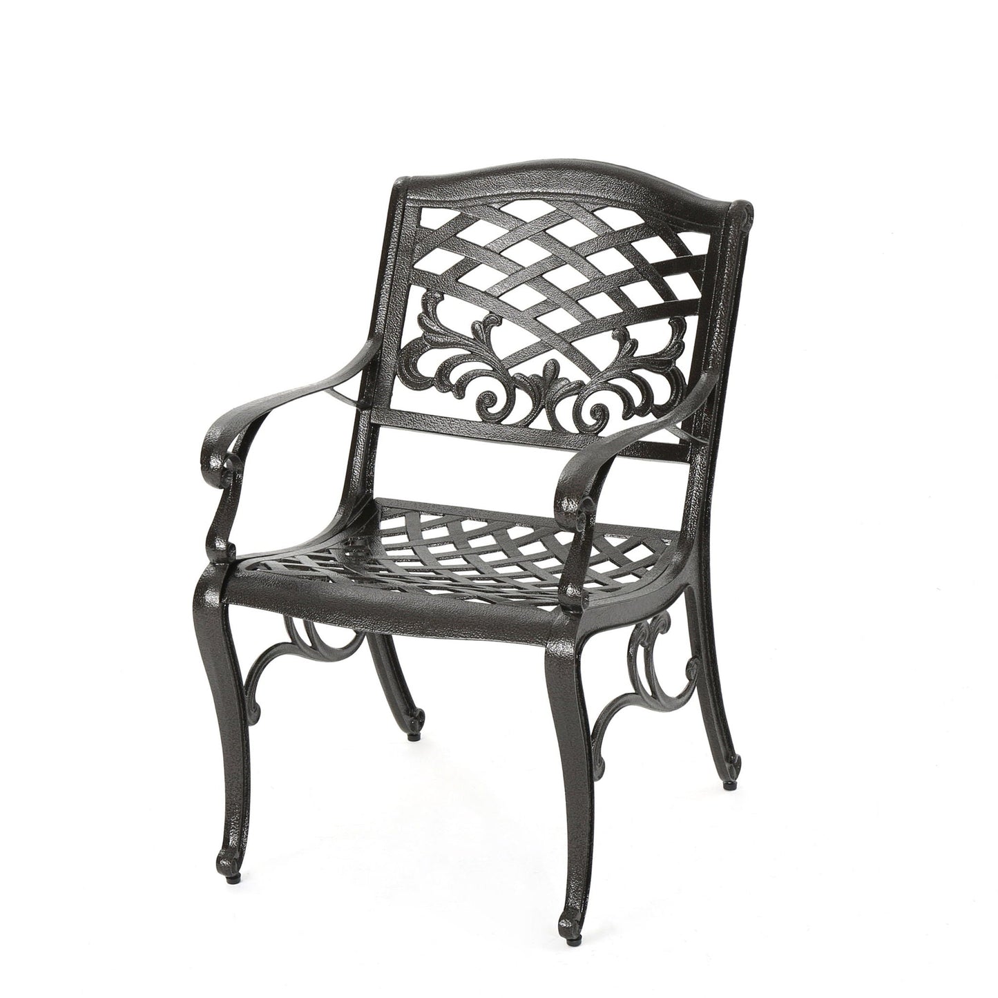 Luminea Outdoor Aluminum Dining Chair with Scroll Design