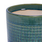 Set of 3 Grid Ceramic Flowerpot, Modern Planter for Patio, Garden, Windowsill - Blue Green