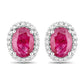 1.96 Carat Genuine Ruby and White Diamond 14K White Gold Earrings
