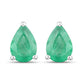 1.30 Carat Genuine Zambian Emerald 10K White Gold Earrings