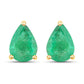 1.30 Carat Genuine Zambian Emerald 14K Yellow Gold Earrings
