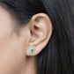 0.91 Carat Genuine Zambian Emerald and White Diamond 14K White Gold Earrings