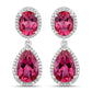 11.35 Carat Genuine Pink Topaz and White Diamond .925 Sterling Silver Earrings