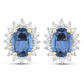 2.22 Carat Genuine Blue Sapphire and White Diamond 14K Yellow Gold Earrings
