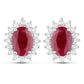2.02 Carat Genuine Ruby and White Diamond 14K White Gold Earrings