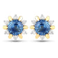 1.87 Carat Genuine Blue Sapphire and White Diamond 14K Yellow Gold Earrings