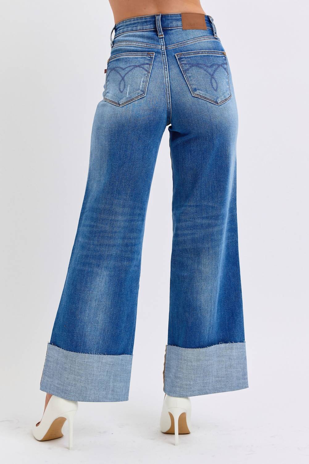 Judy Blue - High Waist Retro Wide Leg With Cuff Jeans