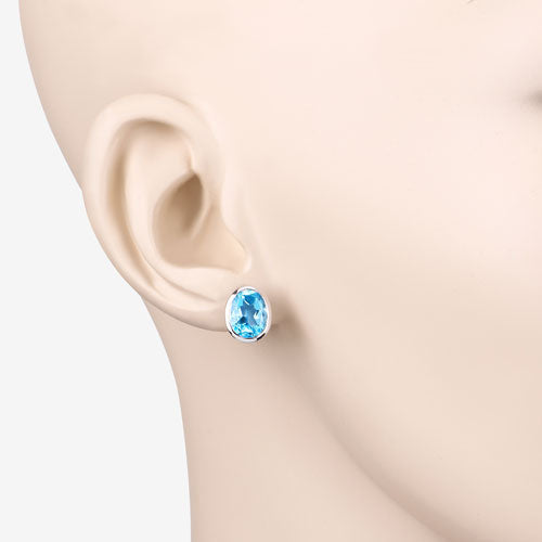 4.00 कैरेट असली स्विस ब्लू पुखराज .925 स्टर्लिंग सिल्वर झुमके