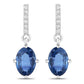 1.95 Carat Genuine Blue Sapphire and White Diamond 14K White Gold Earrings
