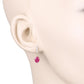 1.75 Carat Genuine Ruby and White Diamond 10K Yellow Gold Earrings