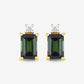 1.24 Carat Genuine Green Tourmaline and White Diamond 14K Yellow Gold Earrings