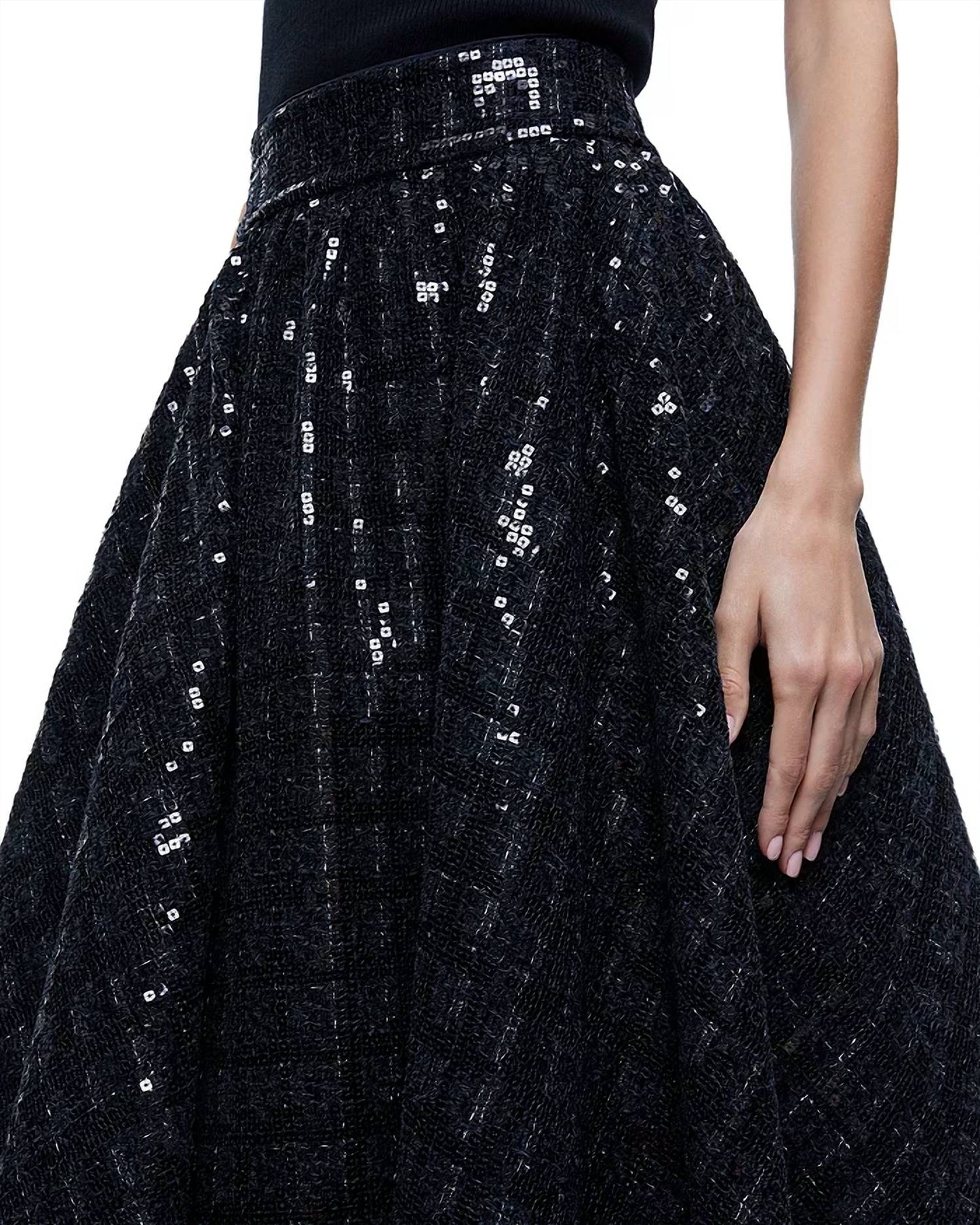 Alice + Olivia - Nilda Sequined Tweed Midi Skirt