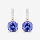 5.64 Carat Genuine Tanzanite and White Diamond 14K Yellow Gold Earrings