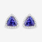 4.62 Carat Genuine Tanzanite and White Diamond 14K White Gold Earrings