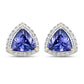 3.82 Carat Genuine Tanzanite and White Diamond 14K Yellow Gold Earrings