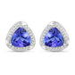 3.70 Carat Genuine Tanzanite and White Diamond 14K White Gold Earrings