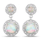 2.27 Carat Genuine Ethiopian Opal and White Diamond .925 Sterling Silver Earrings