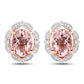 3.52 Carat Genuine Morganite and White Diamond 14K Rose Gold Earrings