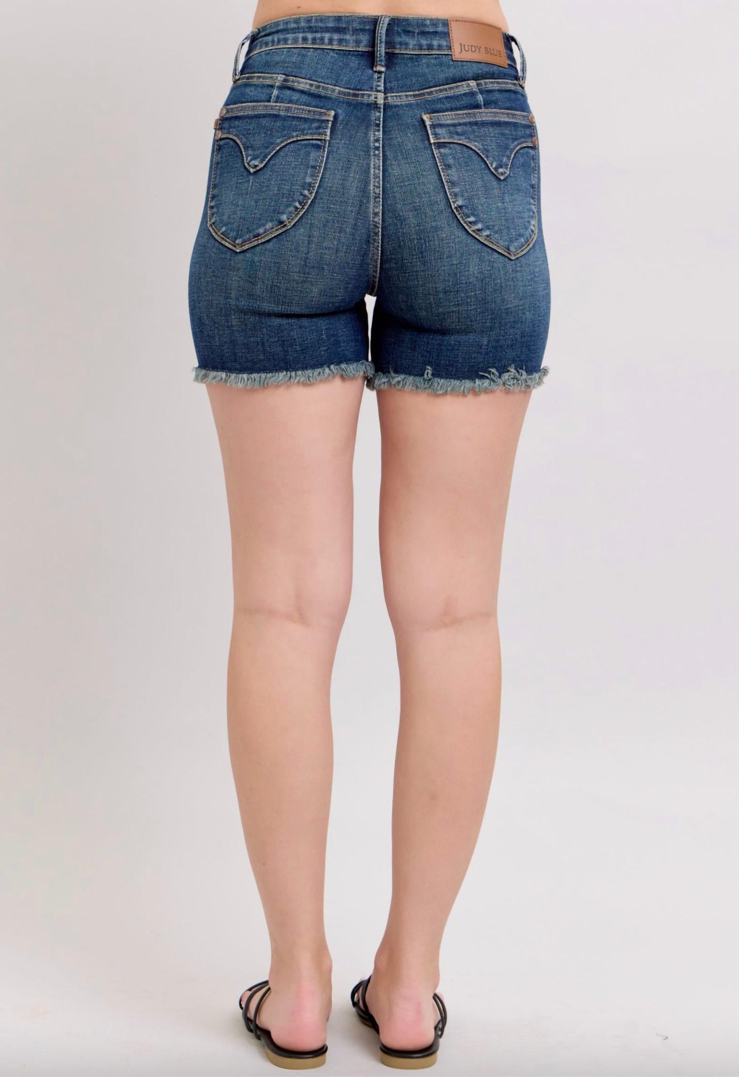 Judy Blue - Tummy Control Fray Hem Shield Pocket Shorts