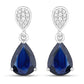 2.76 Carat Genuine Blue Sapphire and White Diamond 10K White Gold Earrings