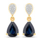 2.76 कैरेट प्राकृतिक ब्लू सैफायर और व्हाइट डायमंड 14K येलो गोल्ड ईयररिंग्स