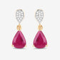 2.46 Carat Genuine Ruby and White Diamond 10K Yellow Gold Earrings