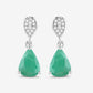 2.28 Carat Genuine Zambian Emerald and White Diamond 10K White Gold Earrings