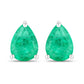 0.70 Carat Genuine Zambian Emerald 14K White Gold Earrings