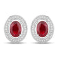 2.12 Carat Genuine Ruby and White Diamond 14K White Gold Earrings