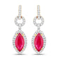 1.23 Carat Genuine Ruby and White Diamond 14K Yellow Gold Earrings
