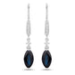 2.73 Carat Genuine Blue Sapphire and White Diamond 14K White Gold Earrings