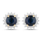 2.38 Carat Genuine Blue Sapphire and White Diamond 14K Yellow Gold Earrings