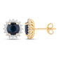 2.38 Carat Genuine Blue Sapphire and White Diamond 14K Yellow Gold Earrings