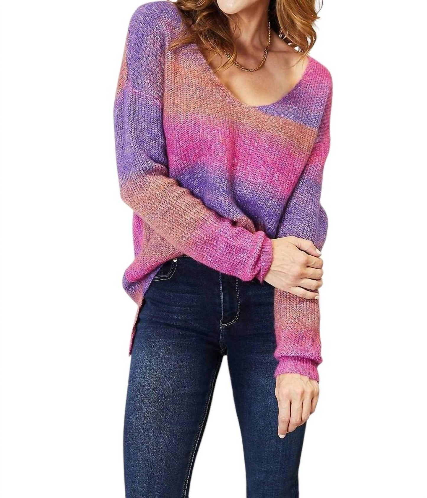 Double Take - Chic Ribbed V-Neck Pullover Sweater