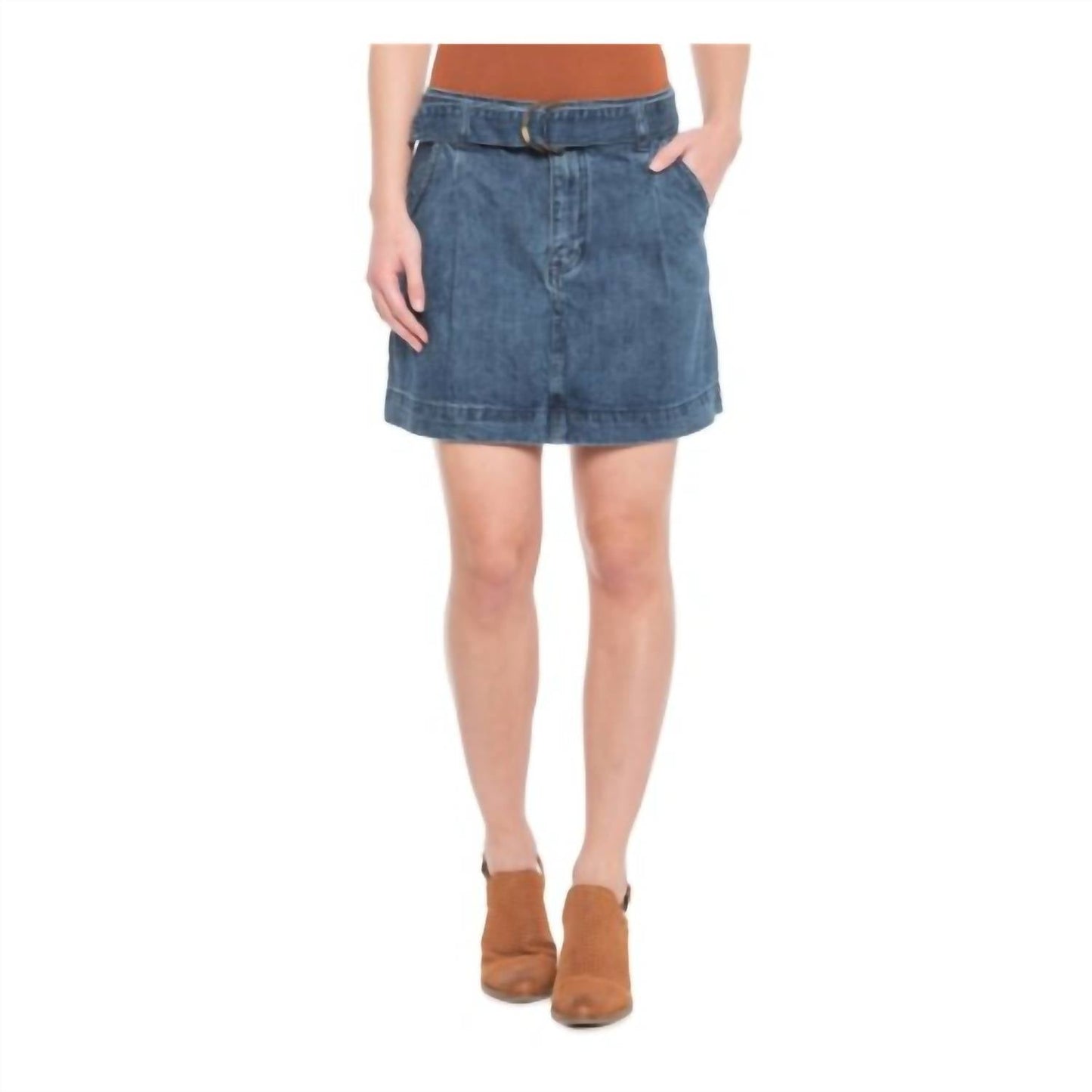 Free People - Women's D Ring Belt Denim Mini Skirt