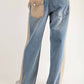 Ee:Some - Mineral Washed Drawstring Side Stripe Jeans