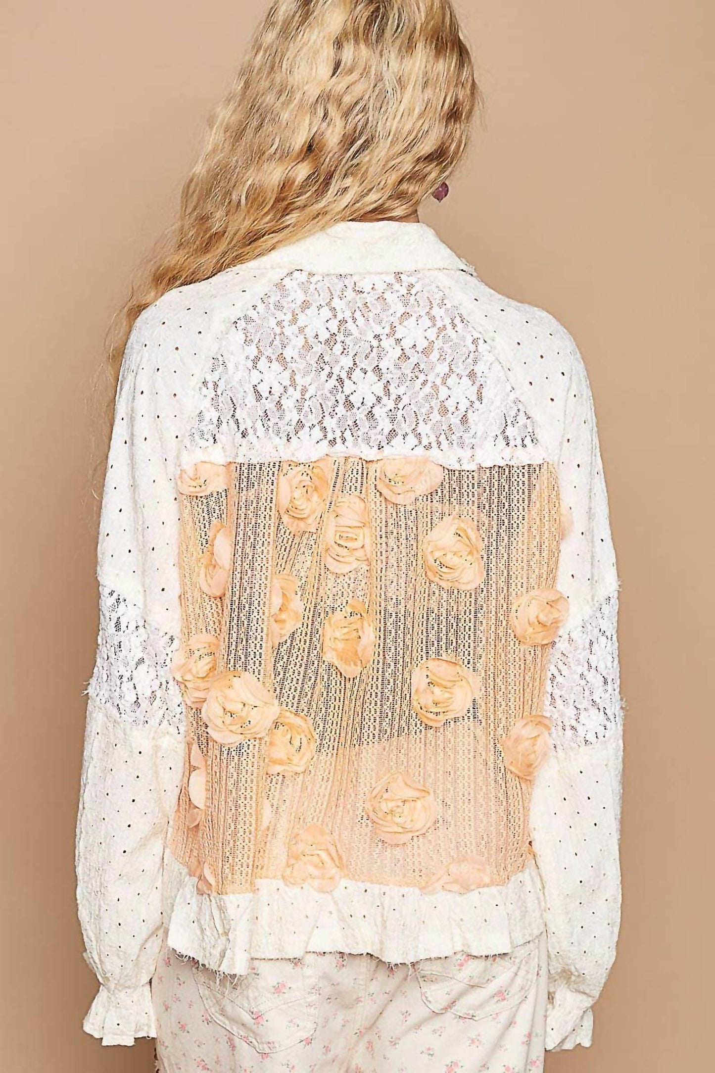 Pol - Flower Detail Button Down Top