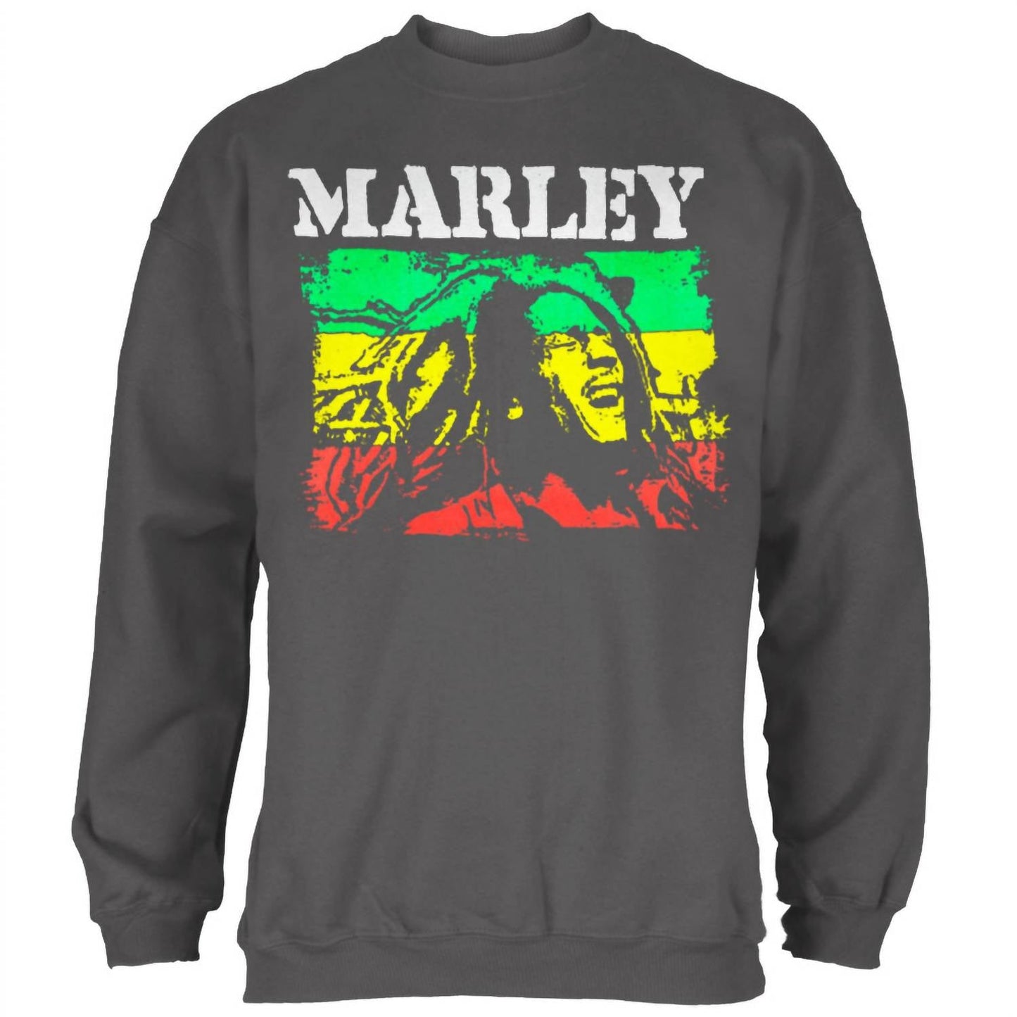 Bob Marley - Men's Rasta Stripe Crewneck Sweatshirt