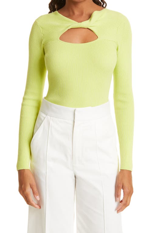 Samsøe Samsøe Everly Twist Front Cutout Organic Cotton Blend Sweater in Daiquiri Green  Size Large