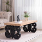 Black Scroll Base Coffee Table – 47" Rectangular Wood Living Room Table