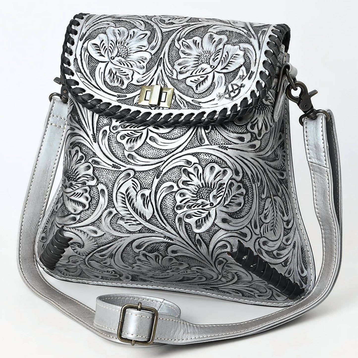 American Darling - Women's Floral Hand-tooled Genuine Leather Small Crossbody Bag