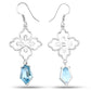 12.14 Carat Genuine Swiss Blue Topaz .925 Sterling Silver Earrings