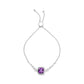 .925 Sterling Silver 10mm Cushion Cut Amethyst Gemstone and Diamond Accent Lariat 4â€-10â€ Adjustable Bolo Bracelet (H-I Color, SI1-SI2 Clarity)