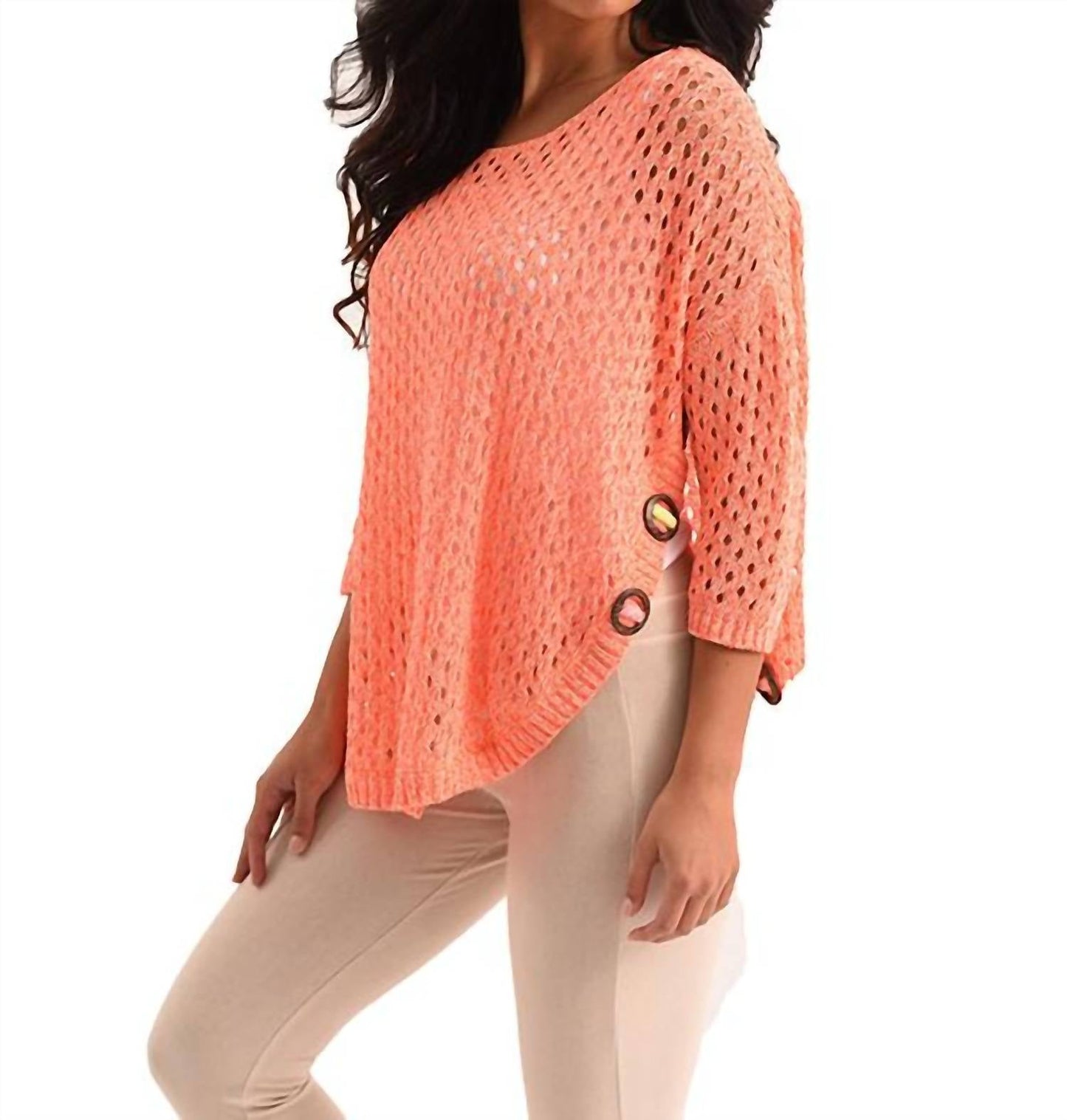 French Kyss - Aimee Wooden Button Poncho