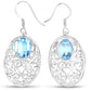 10.72 Carat Genuine Blue Topaz .925 Sterling Silver Earrings