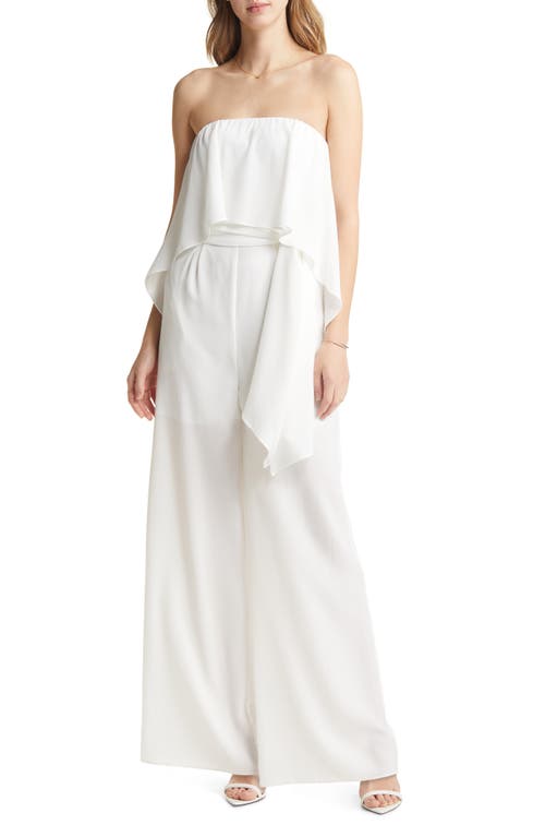 VICI Collection Strapless Tie Jumpsuit in White, Size Large