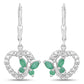 0.44 Carat Genuine Emerald and Created White Sapphire .925 Sterling Silver Earrings