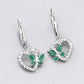 0.44 Carat Genuine Emerald and Created White Sapphire .925 Sterling Silver Earrings
